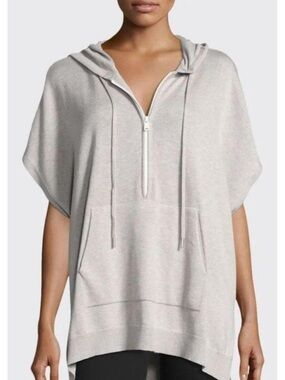 ATM Anthony Thomas Melillo Light Gray Hooded Short-Sleeve Pullover Size XS/S